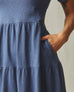 Women's Premium Slub Tiered Dress - Washed Denim